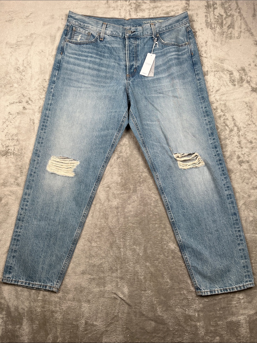 NEW Outerknown 32, Cali Vintage Straight Selvedge Denim Jeans Distressed RARE